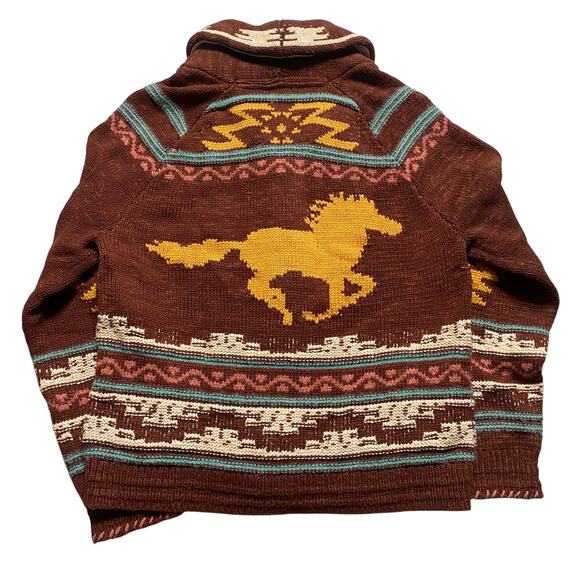 Sundance Aztec Western Knit Horse Cardigan Southwestern Oversized NWT Small
